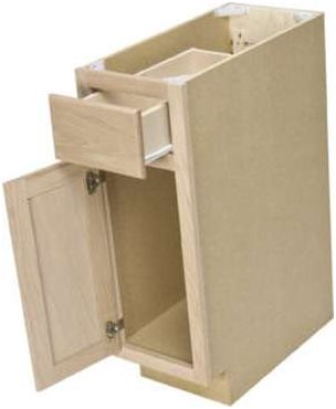 12 x 34-1/2 x 24-Inch Premier Unfinished Oak Single Door Single Drawer Base Cabinet