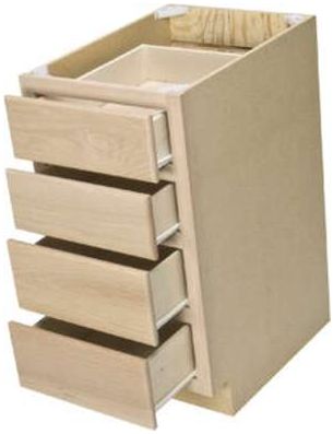 15 x 34-1/2 x 24-Inch Premier Unfinished Oak 4-Drawer Base Cabinet
