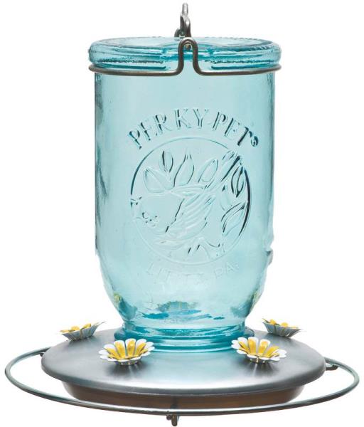 Mason Jar Glass Hummingbird Feeder