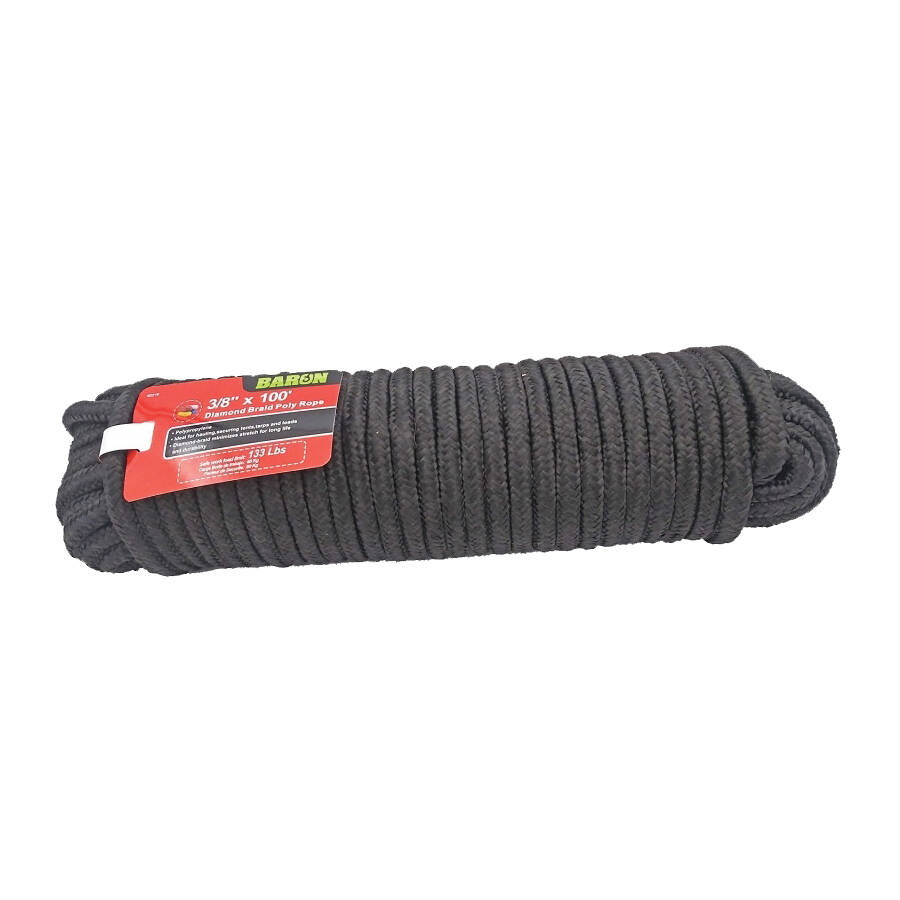 3/8-Inch X 100-Foot Black Double Braid Polypropylene Rope