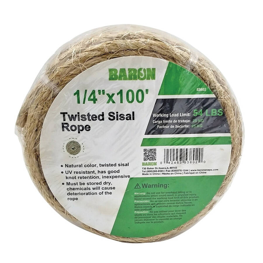 1/4-Inch X 100-Foot Twisted Sisal Rope
