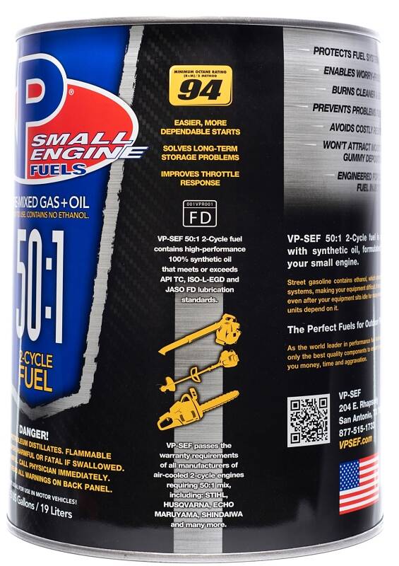 5-Gallon Pail Pre-Mixed Small Engine Fuel 50:1 1 5-Gallon Pail Pre-Mixed Small Engine Fuel 50:1