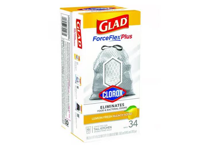 13-Gallon Force Flex Plus Trash Bag Drawstring Lemon Grey