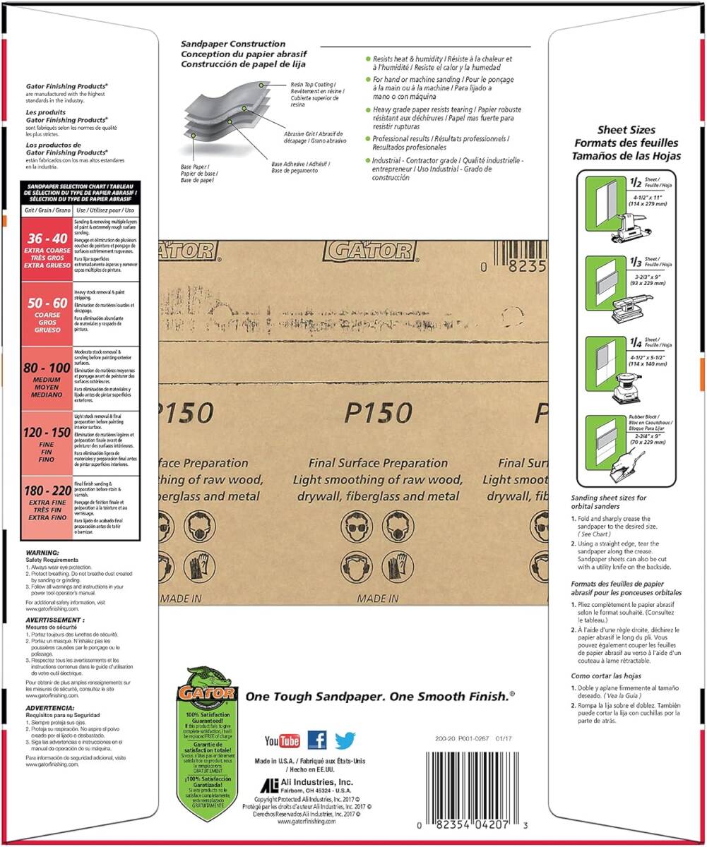 9-Inch X 11-Inch 150-Grit Multi-Purpose Sanding Sheet, 1-Sheet 1 9-Inch X 11-Inch 150-Grit Multi-Purpose Sanding Sheet, 1-Sheet