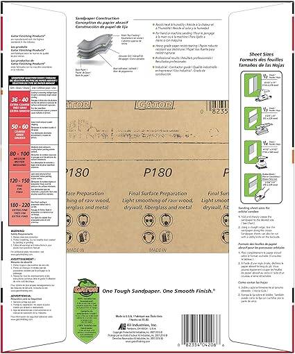 9-Inch X 11-Inch 60-Grit Multi-Surface Sanding Sheet, 1-Sheet 1 9-Inch X 11-Inch 120-Grit Multi-Surface Sanding Sheet, 1-Sheet