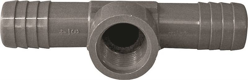 1 x 1 x 1/2-Inch Gray Polypropylene Reducing Combination Hose Tee