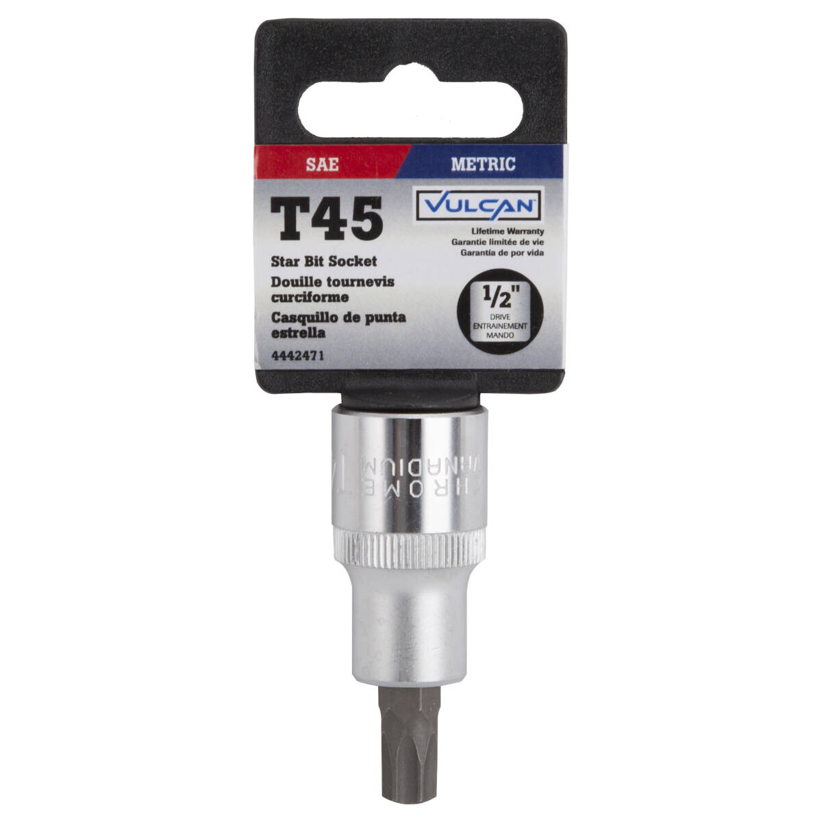 Vulcan 3505012314 Fractional Star Bit Socket, T45 Tip, 1/2 In Drive