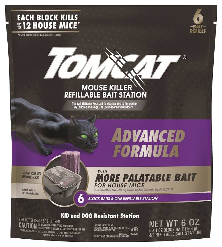 Mouse Killer Refillable Bait Station with 6 Block Baits