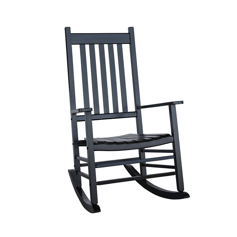 Black Hardwood Porch Rocker Chair
