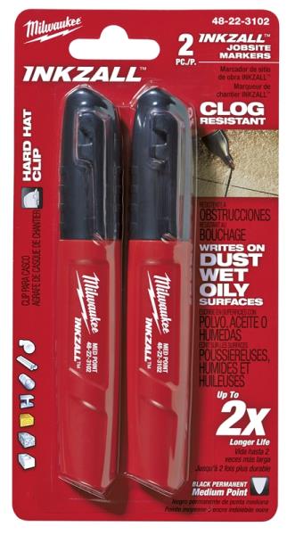INKZALL™ Black Meduim Point Marker 2-Pack 1 INKZALL™ Black Meduim Point Marker 2-Pack