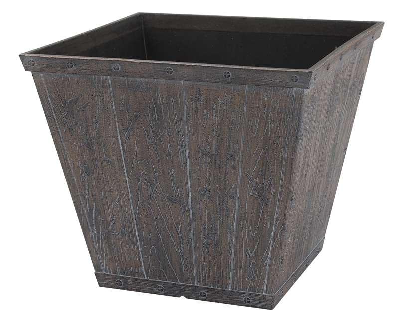 10-Inch Square White Wash Barn Planter