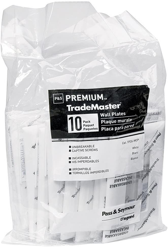Trademaster, 1-Gang, Decorator Opening, White Wall Plate, 10-Pack 2 Trademaster, 1-Gang, Decorator Opening, White Wall Plate, 10-Pack