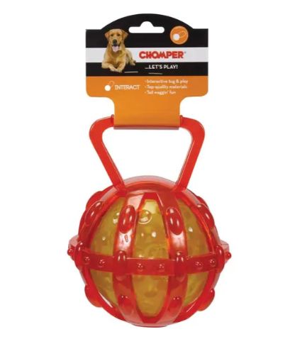 Thermoplastic Rubber Dog Tug Toy With Caged Ball, Assortment