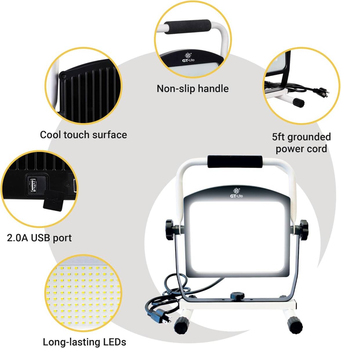 7000-Lumen 68-Watt LED Work Light With USB Port 2 7000-Lumen 68-Watt LED Work Light With USB Port