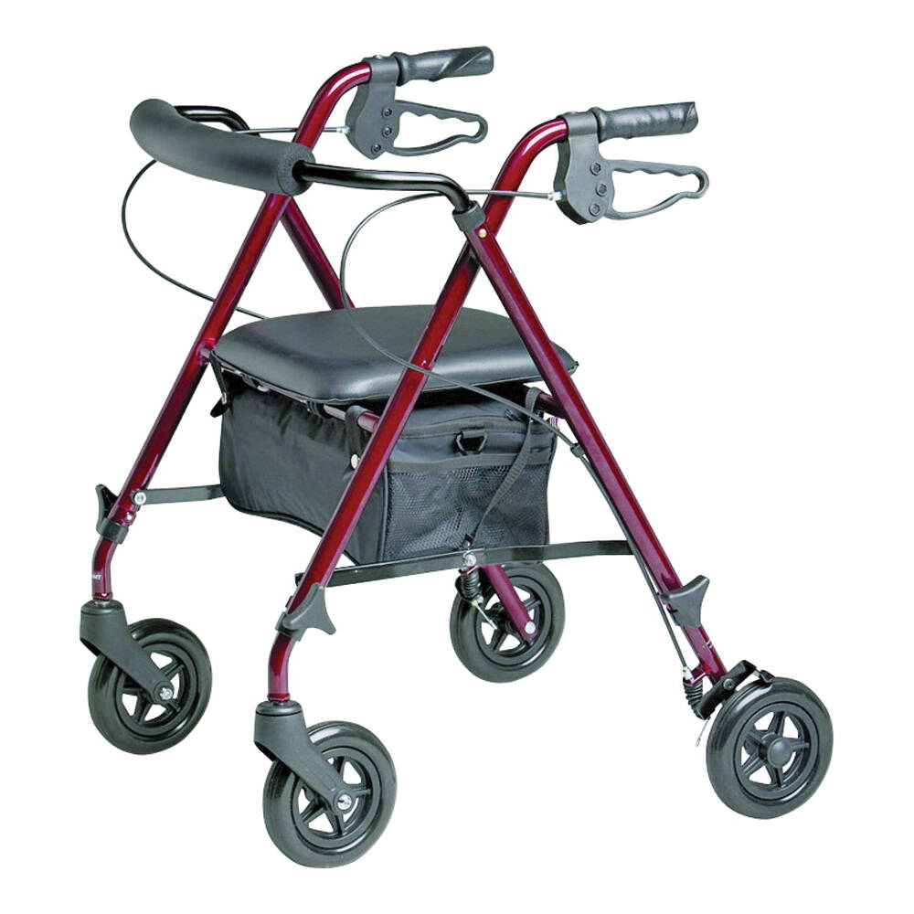 29-1/2-Inch to 36-Inch Burgundy Rollator, 250-Pound Capacity