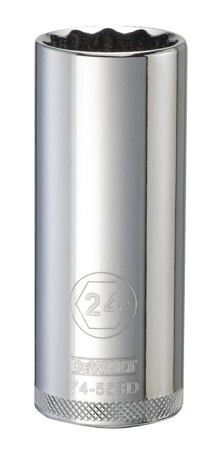 1/2-Inch Drive, 12-Point, 24-mm, Vanadium Steel, Polished Chrome, Deep Socket 2 1/2-Inch Drive, 12-Point, 24-mm, Vanadium Steel, Polished Chrome, Deep Socket