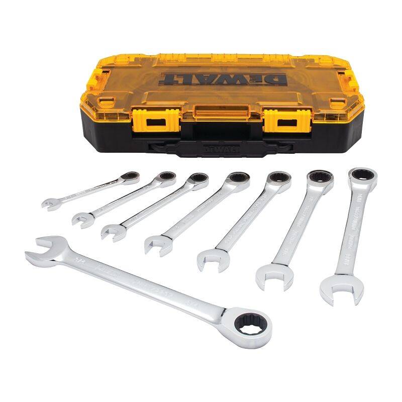 Polished Chrome, Combination SAE Ratchet WrenchSet, 8-Piece