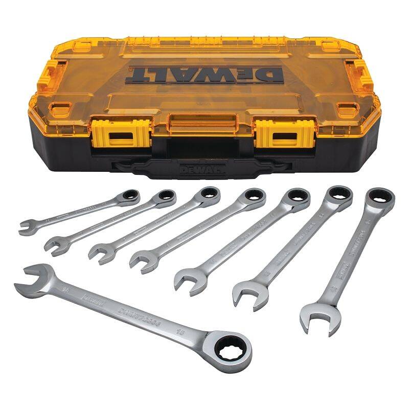 Polished Chrome, Combination Metric Ratchet Wrench Set, 8-Piece