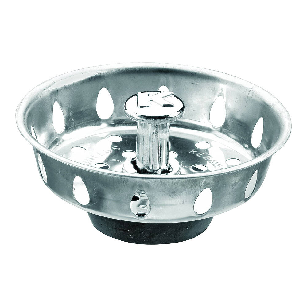 Basket Strainer With Adjustable Post, 3.3 In Dia, Stainless Steel
