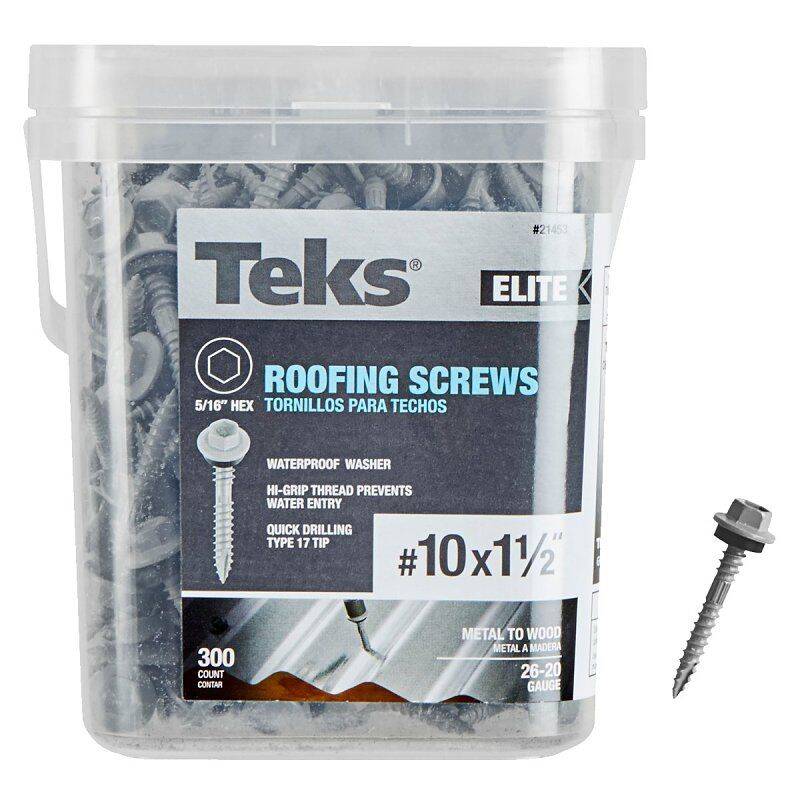 1-1/2-Inch Elite Series 21453 Hex Drive Washer Head Roofing Screw Pack Of 300 1 1-1/2-Inch Elite Series 21453 Hex Drive Washer Head Roofing Screw Pack Of 300