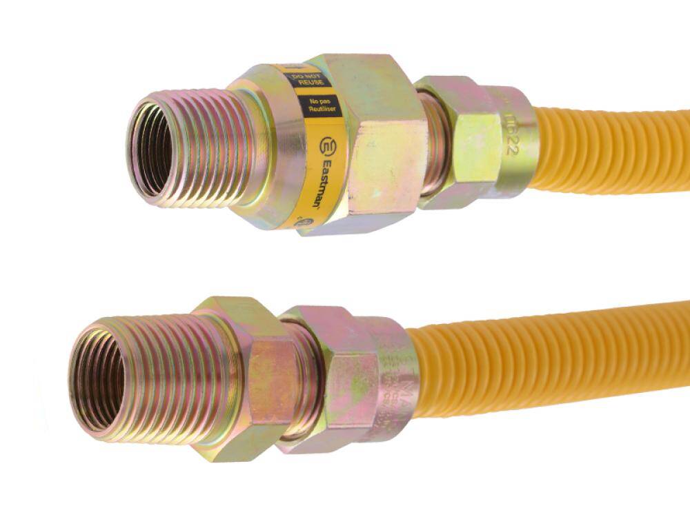 1/2-Inch MIP (Tapped 3/8-Inch FIP) X 1/2-Inch MIP (Tapped 3/8-Inch FIP) X 24-Inch Yellow Epoxy/Stainless Steel Gas Connector, Wi 2 1/2-Inch FIP X 1/2-Inch MIP (Tapped 3/8-Inch FIP) X 48-InchYellow Epoxy/Stainless Steel Gas Connector