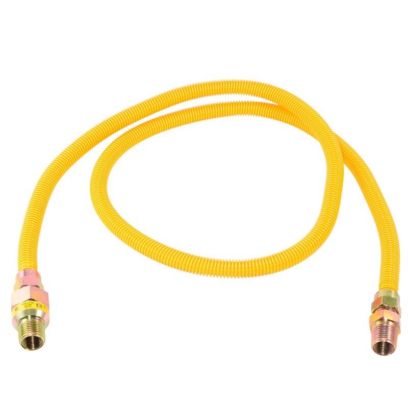 1/2-Inch MIP (Tapped 3/8-Inch FIP) X 1/2-Inch MIP (Tapped 3/8-Inch FIP) X 60-Inch Yellow Epoxy/Stainless Steel Gas Connector, 3 1/2-Inch MIP (Tapped 3/8-Inch FIP) X 1/2-Inch MIP (Tapped 3/8-Inch FIP) X 60-Inch Yellow Epoxy/Stainless Steel Gas Connector,