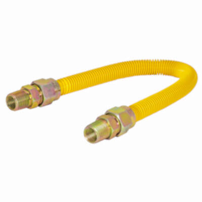 3/8-Inch MIP (Tapped 1/4-Inch FIP) X 1/2-Inch (Tapped 3/8-Inch FIP) X 24-Inch Yellow Epoxy/Stainless Steel Gas Connector 4 3/8-Inch MIP (Tapped 1/4-Inch FIP) X 1/2-Inch (Tapped 3/8-Inch FIP) X 24-Inch Yellow Epoxy/Stainless Steel Gas Connector