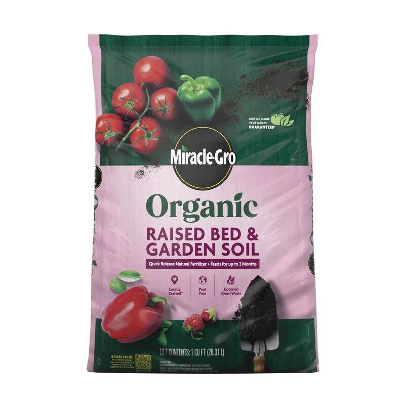 Miracle-Gro Organic Raised Bed & Garden Soil (No Peat) - 1.5 Cubic Foot