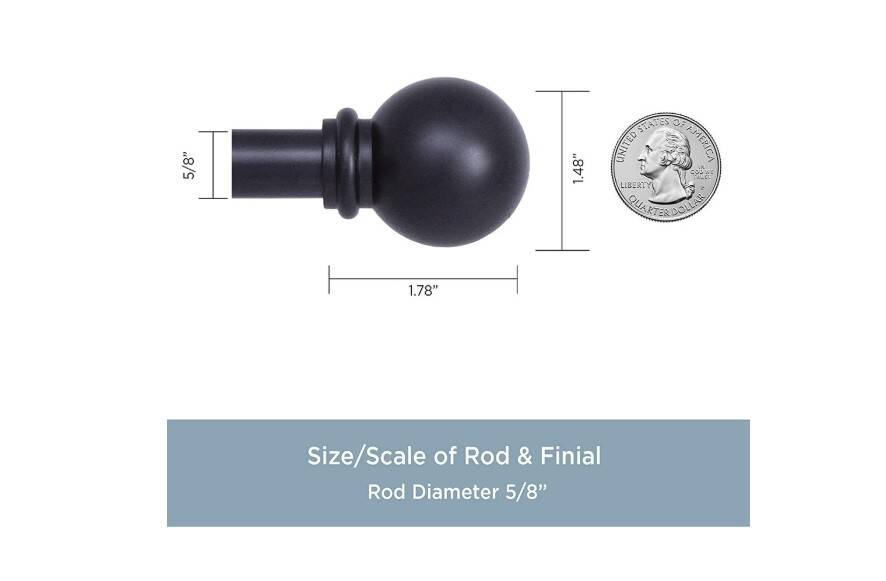 5/8-Inch X 48-86-Inch Black Ball End Cafe Rod 3 5/8-Inch X 28-48-Inch Black Ball End Cafe Rod