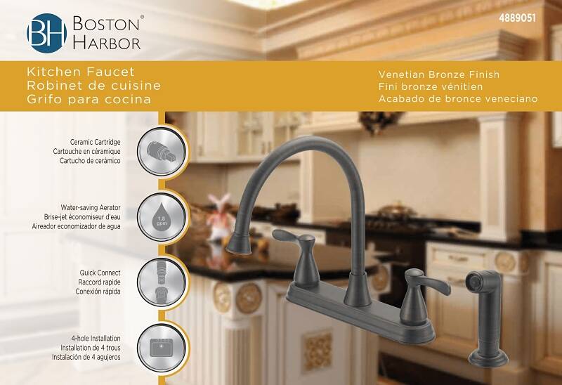 Venetian Bronze 2-Handle Kitchen Faucet with Side Spray 3 Venetian Bronze 2-Handle Kitchen Faucet with Side Spray