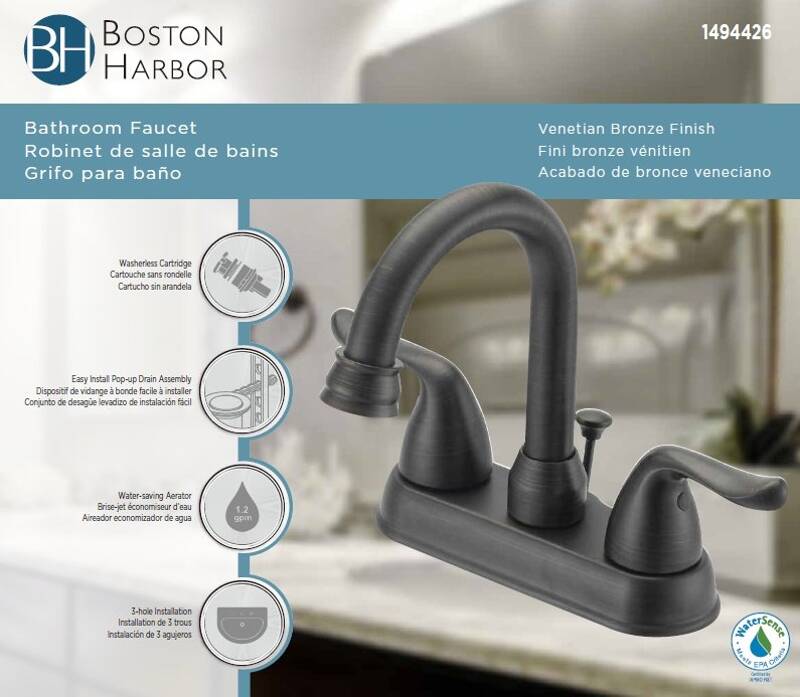 Venetian Bronze 2-Handle Bathroom Sink Faucet With Pop-Up Drain, 4\