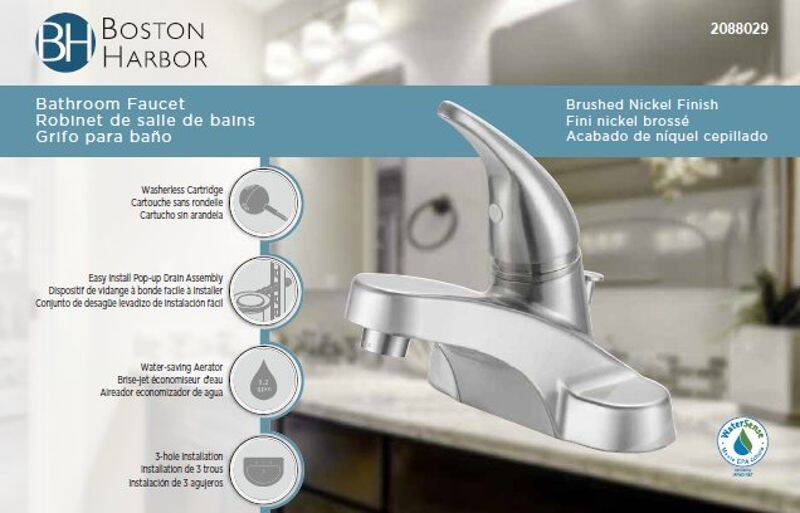 Brushed Nickel 1-Handle Lavatory Faucet, 4-Inch Centerset