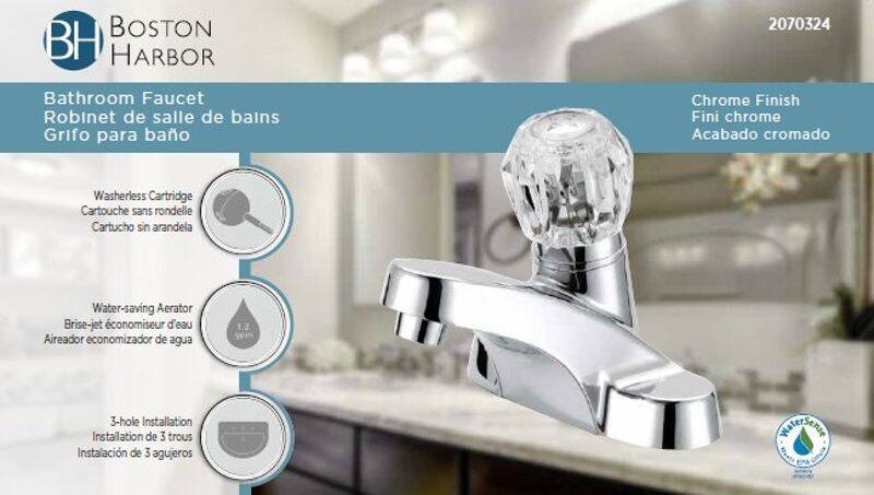 Chrome Plated 1-Handle Lavatory Faucet, 4-Inch Centerset