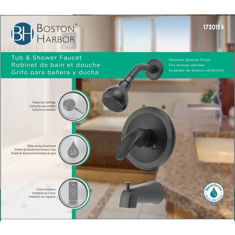 Venetian Bronze 1-Handle Tub & Shower Trim Kit - 1-Function Showerhead, 1.75 GPM