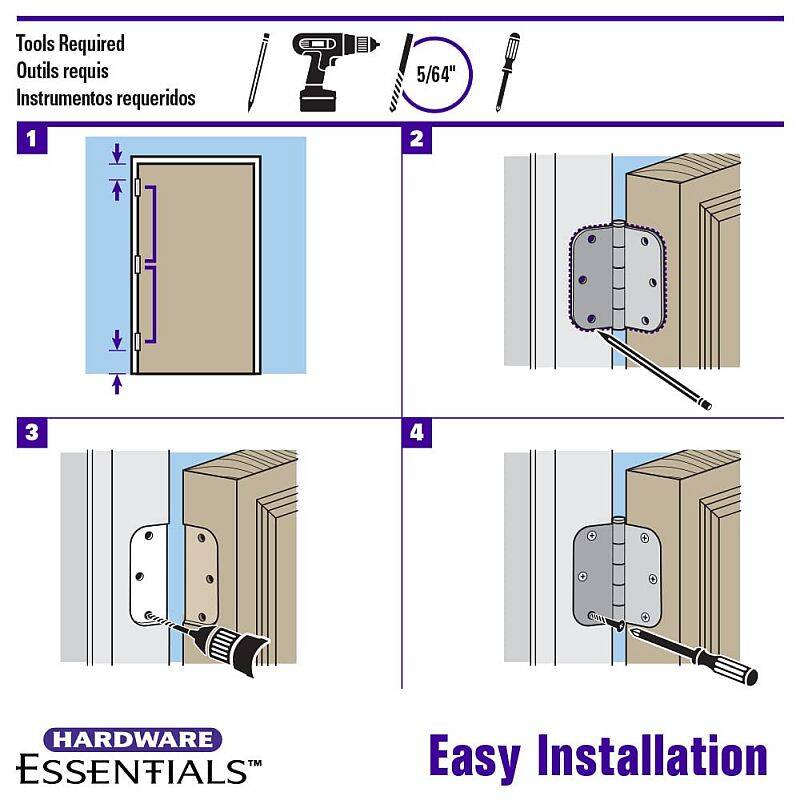 Hardware Essentials Squeak-Proof Black 5/8-Inch Round Corner Door Hinge (3-1/2-Inch) 9-Pack 3 Hardware Essentials Squeak-Proof Black 5/8-Inch Round Corner Door Hinge (3-1/2-Inch) 9-Pack