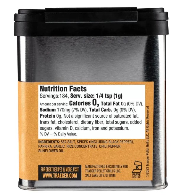 Traeger Fajita Rub, Paprika, Garlic & Chili Pepper, 6.5-Ounce