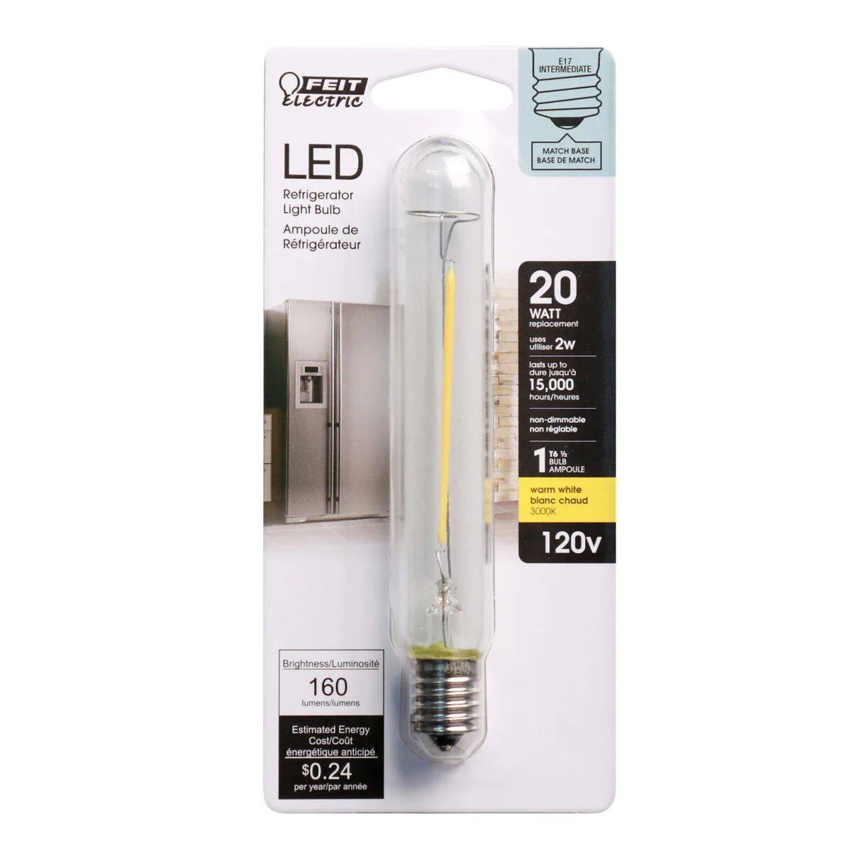 20-Watt Equivalent T6 1/2 E17-Intermediate Warm White Non-Dimmable LED Light Bulb, 1-Pack