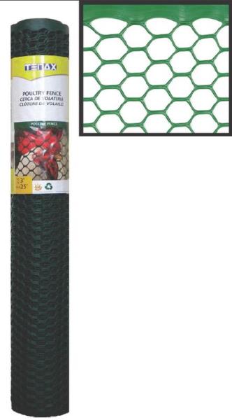 2 x 25-Foot Green Plastic Poultry Fence, 3/4-Inch Mesh