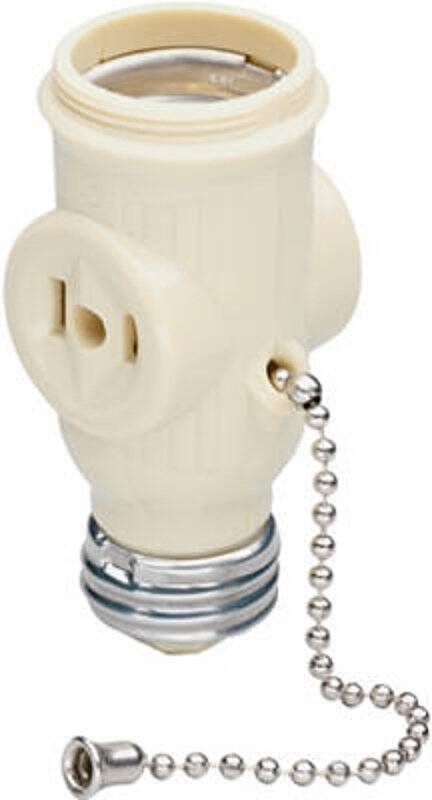 Ivory 2-Outlet Lampholder And Outlet Adapter
