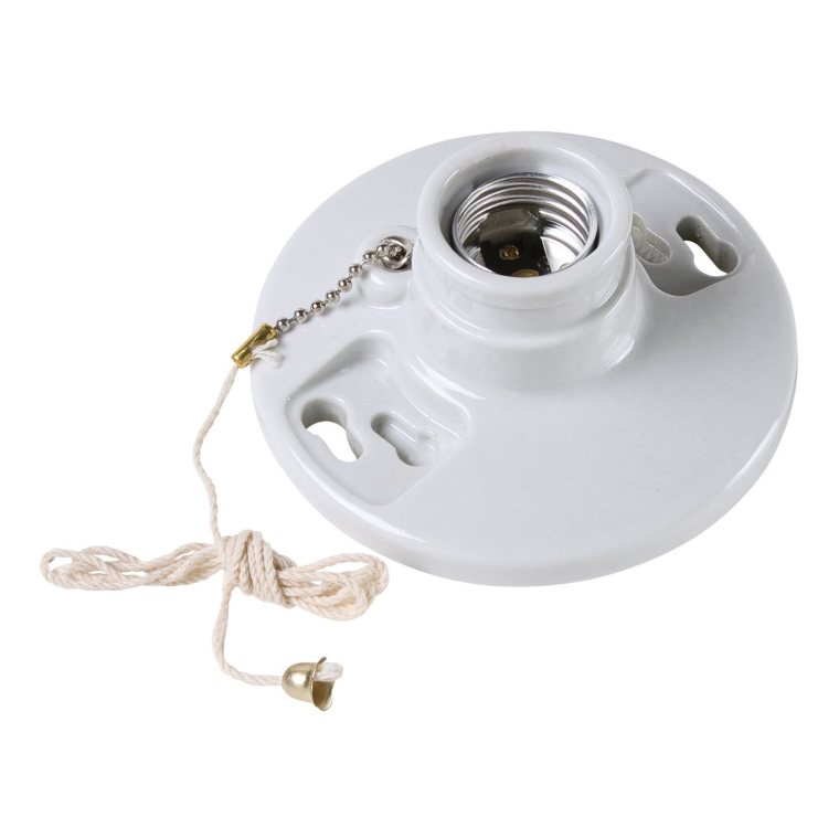 Porcelain Keyless Lampholder With Pull Chain