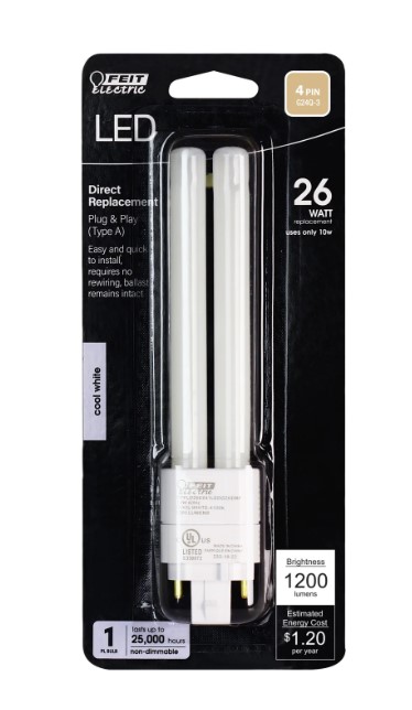 26-Watt Equivalent PL G24Q-3 Plug In Cool White Non-Dimmable LED Light Bulb, 1-Pack