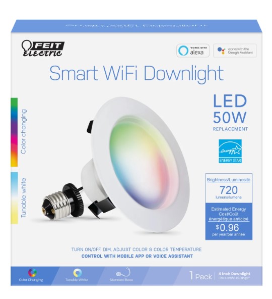 WiFi 50-Watt Equivalent E26-Medium Selectable White Non-Dimmable Smart LED Light Bulb, 1-Pack