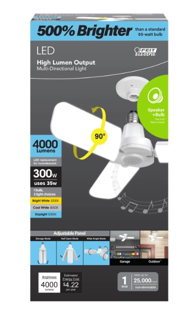 35-Watt 300-Watt Equivalent LED Multi-Directional Light and Speaker