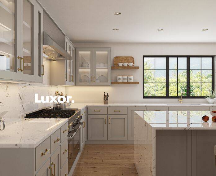 9-Inch, Luxor, Misty Grey, Base Cabinet