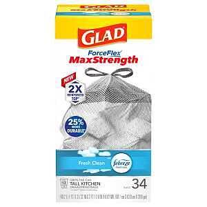 13-Gallon Drawstring Trash Bag Fresh Clean 34-Count