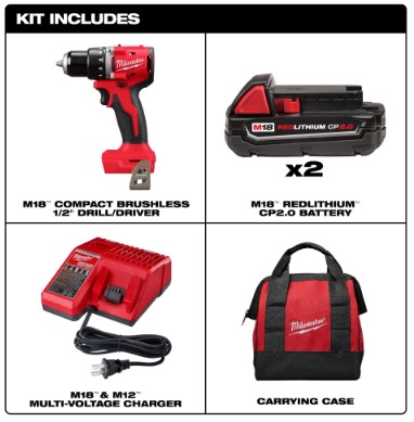 1/2-Inch M18™ Cordless Brushless Drill Driver Kit