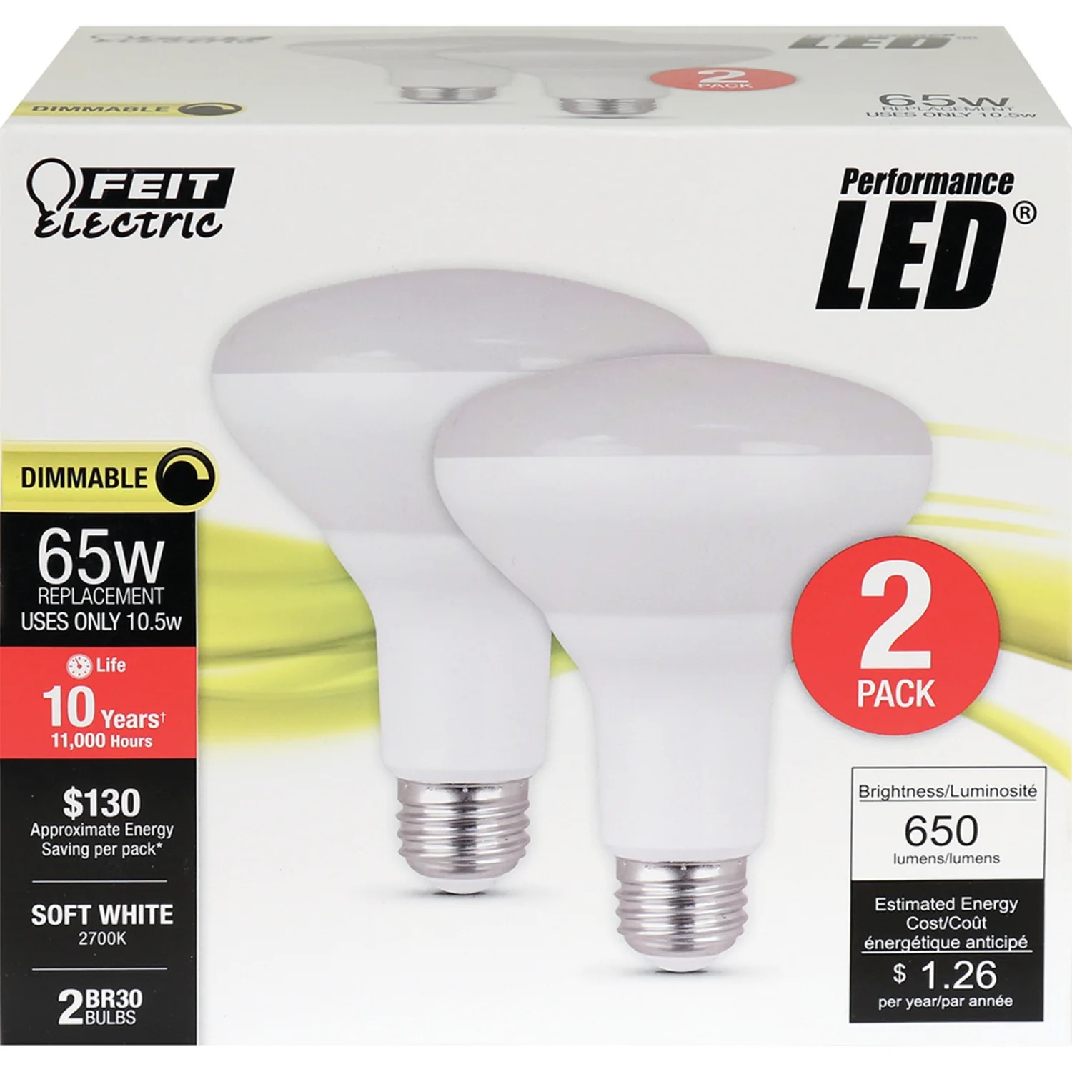 Performance LED® 65-Watt Equivalent BR30 E26-Medium Soft White Dimmable LED Light Bulb, 12-Pack
