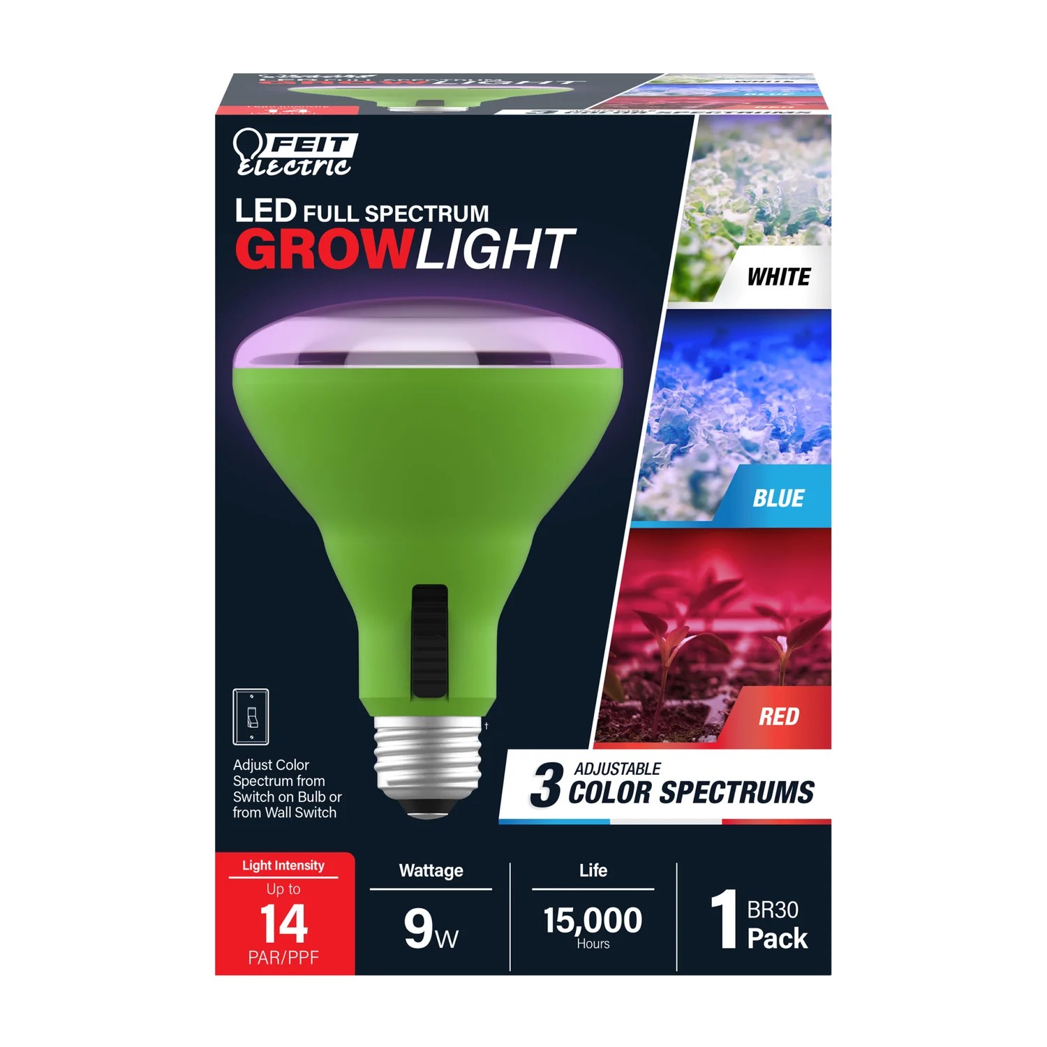 9-Watt Br30 Selectable Spectrum For Seeding/Growing/Blooming Indoor Greenhouse Plant Grow E26 LED Light Bulb 2 9-Watt Br30 Selectable Spectrum For Seeding/Growing/Blooming Indoor Greenhouse Plant Grow E26 LED Light Bulb