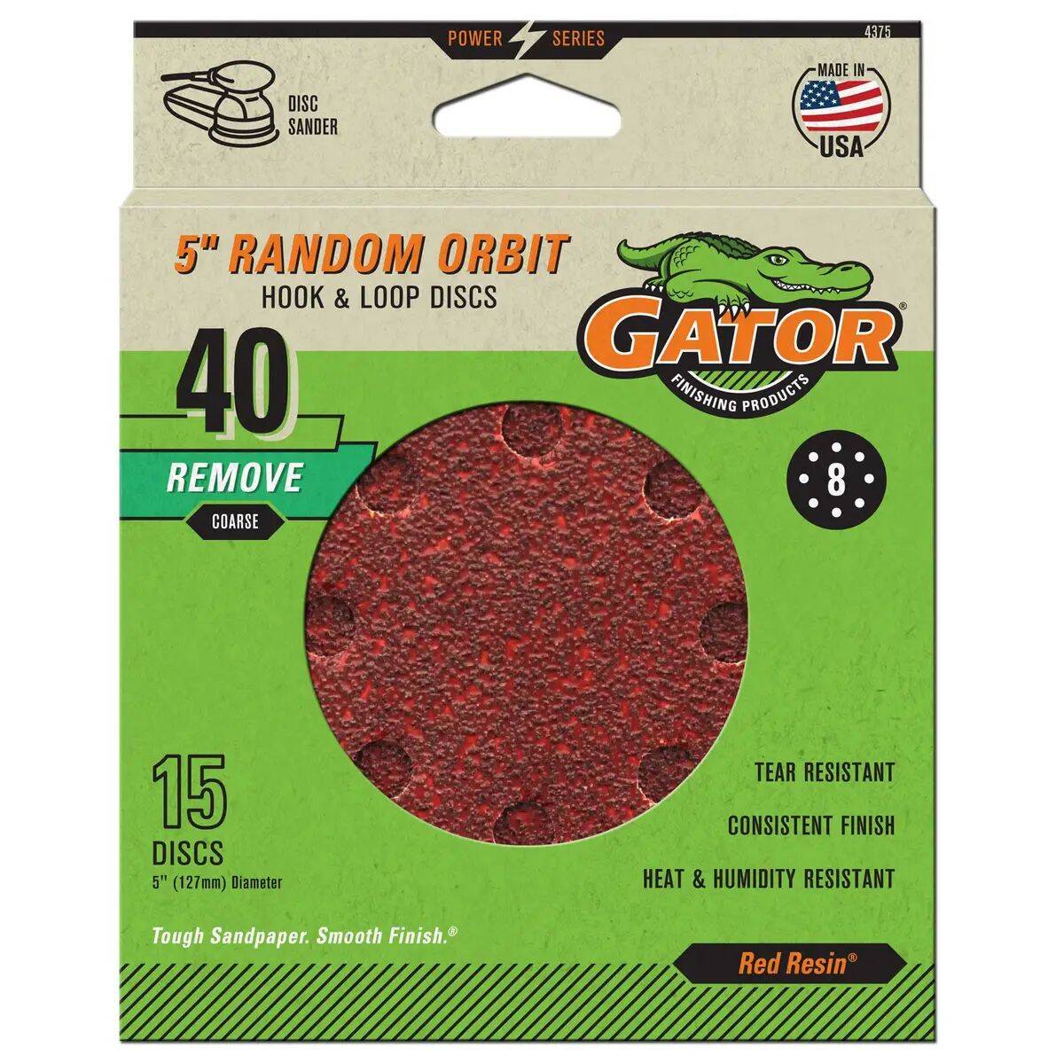 Coarse, 5-Inch, 40 Grit, Random Orbit, Remove,8-Hole Sanding Disc, 15-Pack 7 Coarse, 5-Inch, 40 Grit, Random Orbit, Remove,8-Hole Sanding Disc, 15-Pack