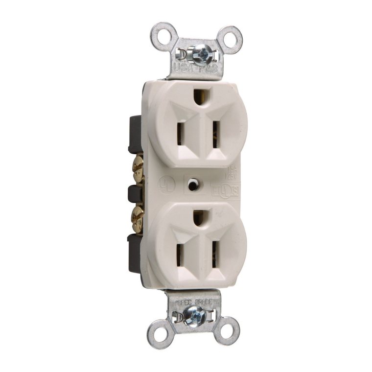 15-Amp 120-Volt Commercial Duplex Receptacle, 1-Pack, Light Almond